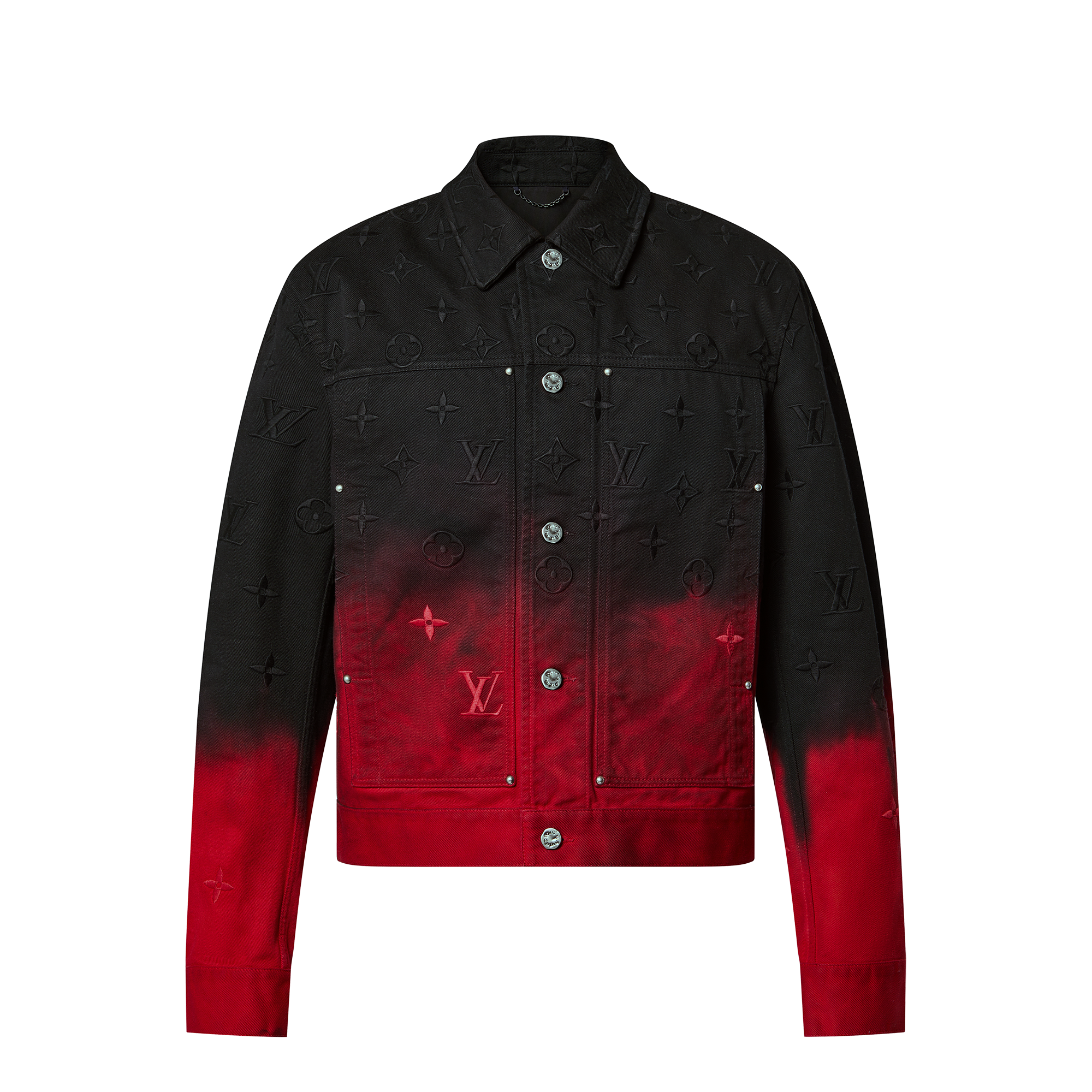 Black and red top denim jacket